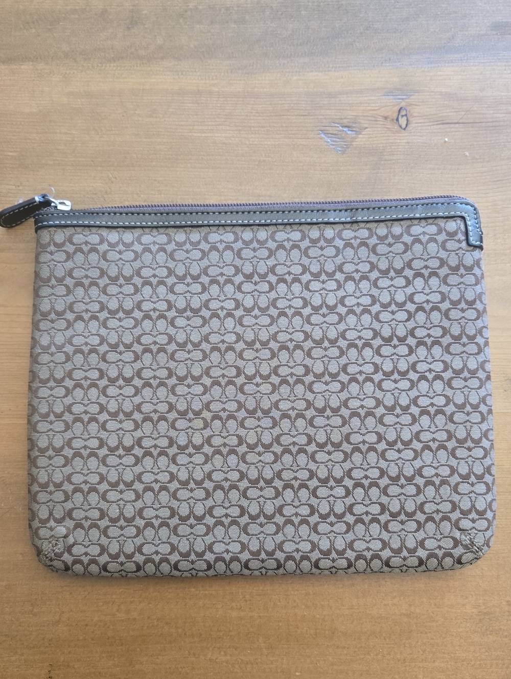 Coach Designer-Pattern Zip Pouch For Tablets - Brown